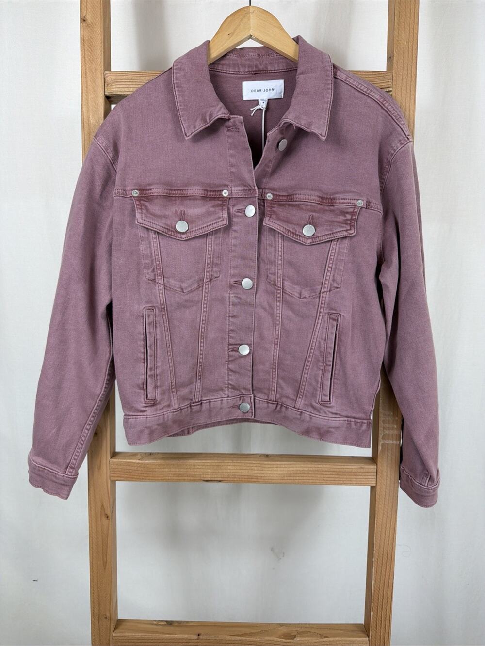 NWT Dear John Mauve Button Up Pockets Denim Trucker Jacket #1180 Size SMALL